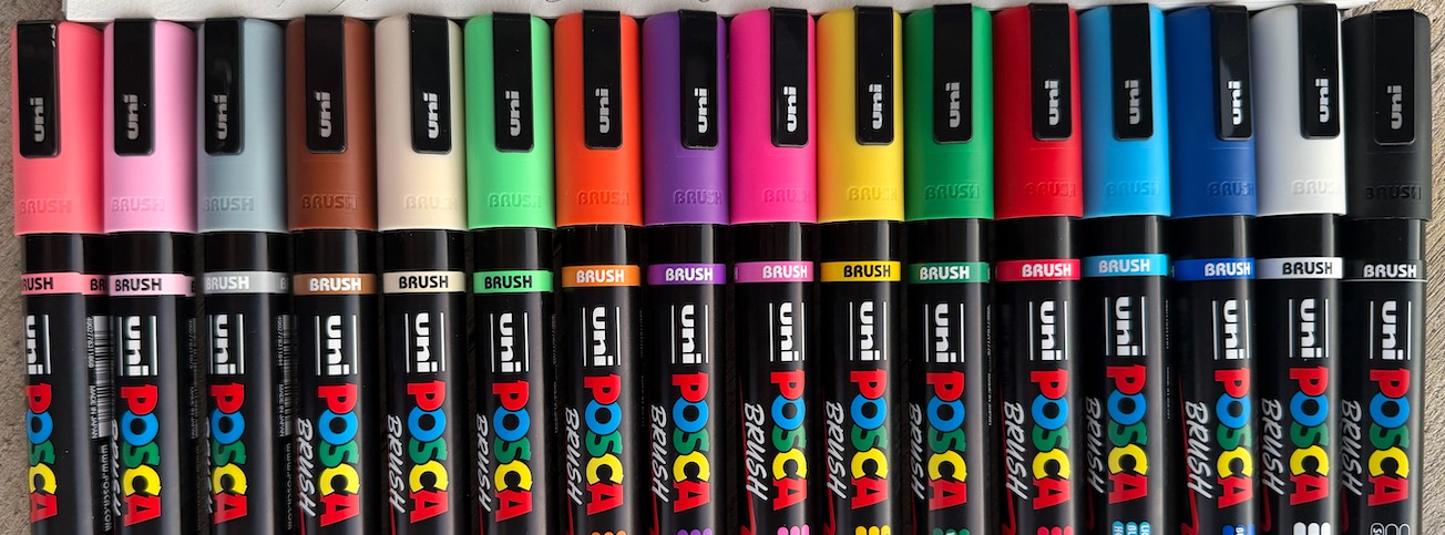 Posca PC-5BR 16 Medium Brush Markers Posca PC-5BR 16 Medium Brush Markers