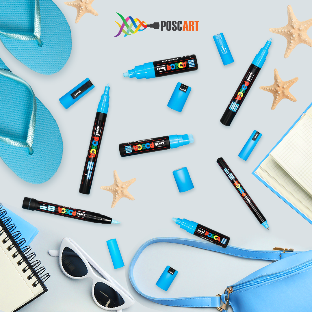 PoscART POSCA Light Blue Set Of 8 Tip Sizes Only In Light Blue